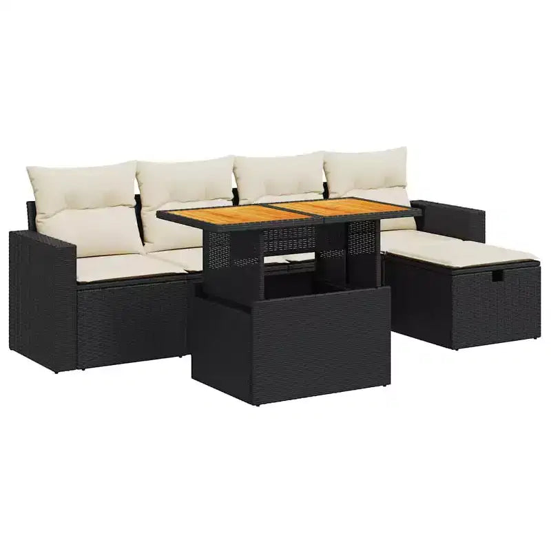 vidaXL Garden Sofa Set Light grey PE Rattan Adjustable Feet