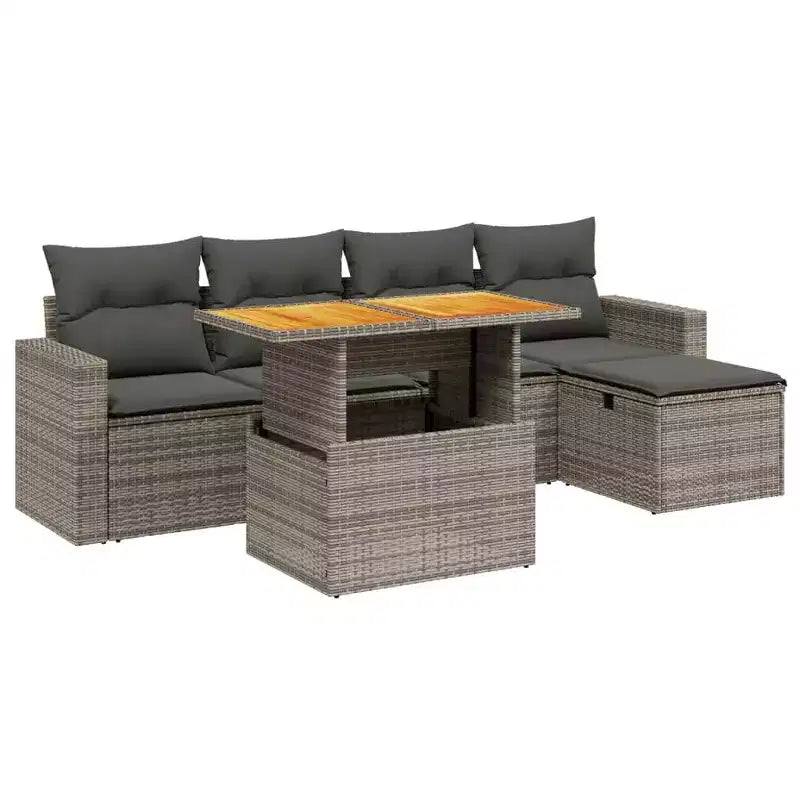 vidaXL Garten-Sofa-Set Hellgrau Polyrattan Höhenverstellbare Füße