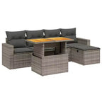 vidaXL Garten-Sofa-Set Hellgrau Polyrattan Höhenverstellbare Füße