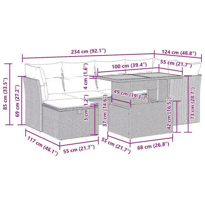 vidaXL Garten-Sofa-Set Schwarz