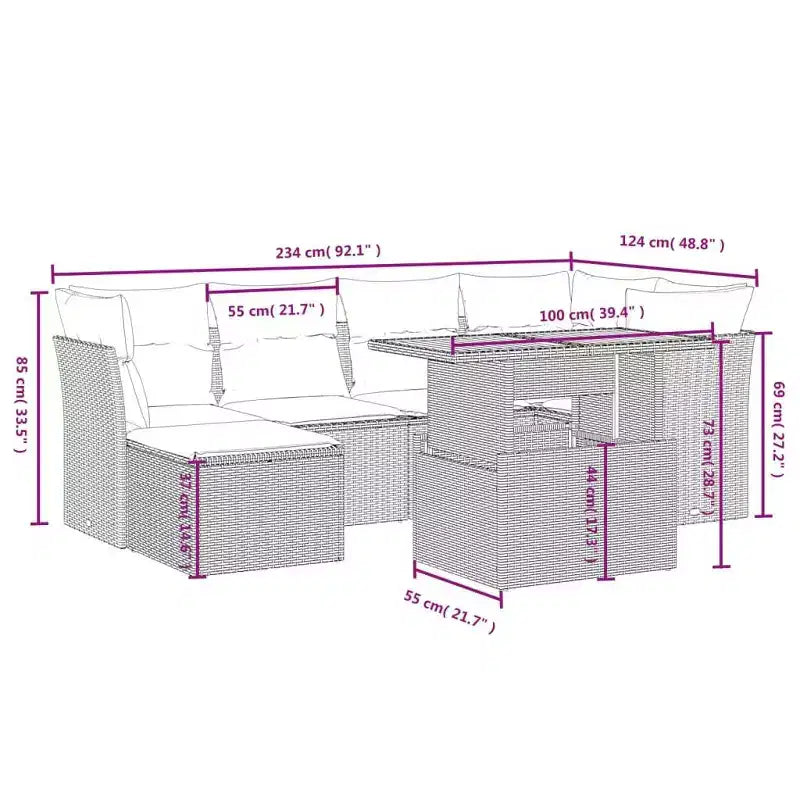 vidaXL Garten-Sofa-Set Schwarz
