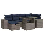 vidaXL Patio Sofa Set with Cushions Poly Rattan Acacia