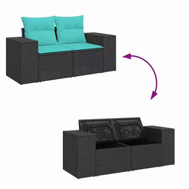 vidaXL Loungesofa-Set mit Kissen Polyrattan Akazie