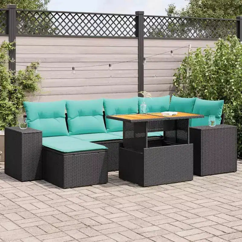 vidaXL Loungesofa-Set mit Kissen Polyrattan Akazie