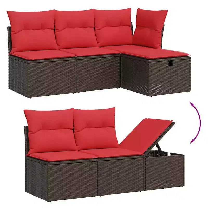 vidaXL Loungesofa-Set mit Kissen Polyrattan Akazie