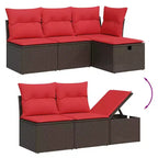 vidaXL Loungesofa-Set mit Kissen Polyrattan Akazie