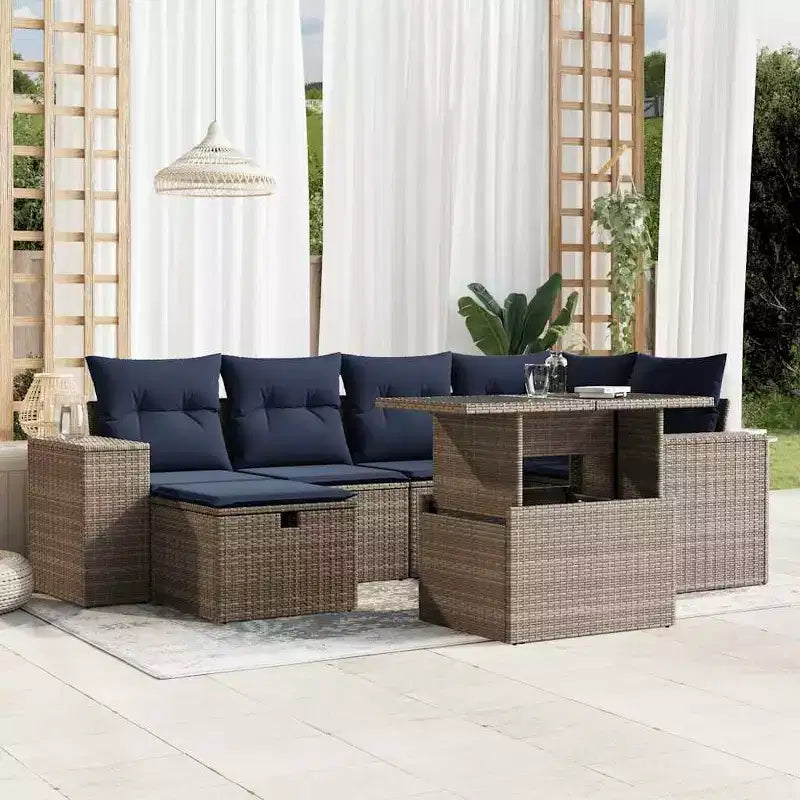 vidaXL Loungesofa-Set mit Kissen Polyrattan Akazie