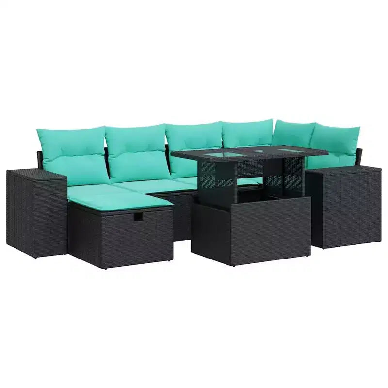vidaXL Loungesofa-Set mit Kissen Polyrattan Akazie