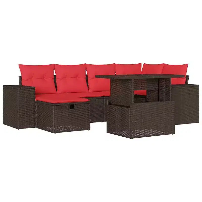 vidaXL Loungesofa-Set mit Kissen Polyrattan Akazie