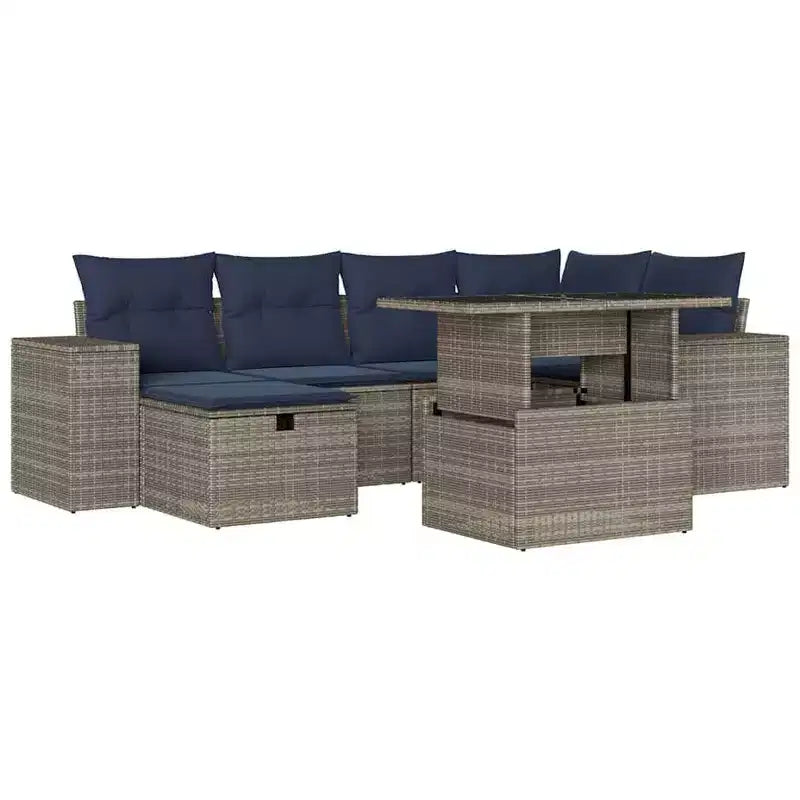 vidaXL Loungesofa-Set mit Kissen Polyrattan Akazie