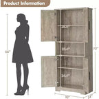 70'' Hoher Küchenschrank, moderne Küchenanrichte mit Mikrowellenständer & verstellbaren Regalen, ideal für Esszimmer, Badezimmer