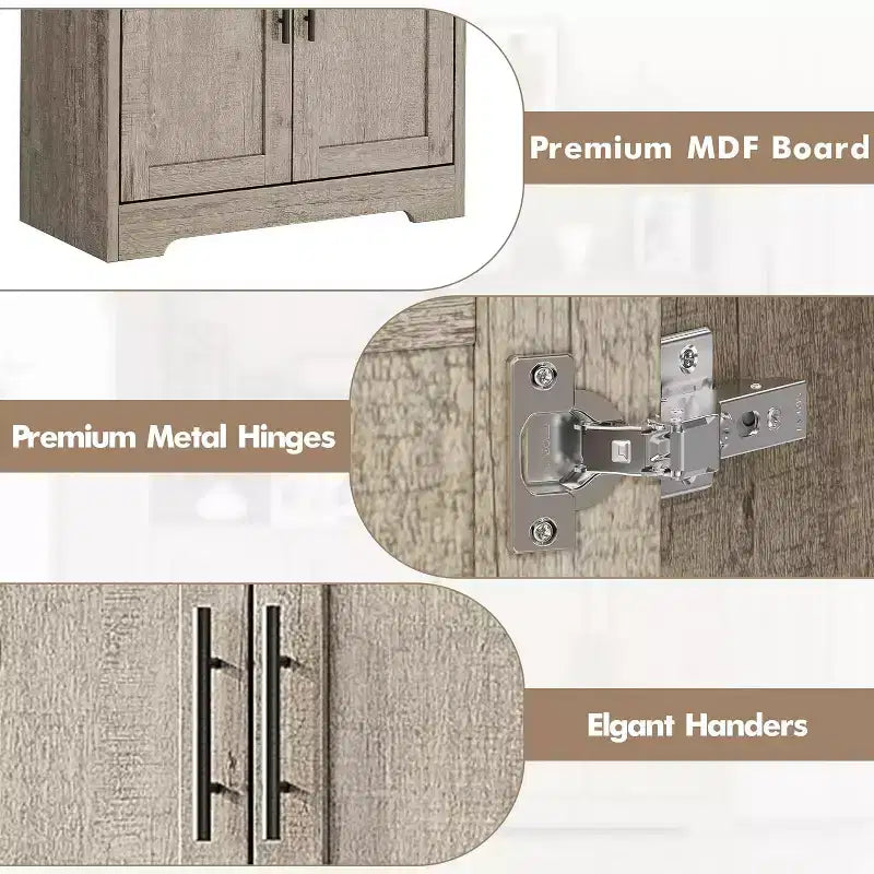 70'' Hoher Küchenschrank, moderne Küchenanrichte mit Mikrowellenständer & verstellbaren Regalen, ideal für Esszimmer, Badezimmer
