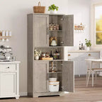 70'' Hoher Küchenschrank, moderne Küchenanrichte mit Mikrowellenständer & verstellbaren Regalen, ideal für Esszimmer, Badezimmer
