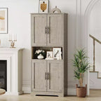 70'' Hoher Küchenschrank, moderne Küchenanrichte mit Mikrowellenständer & verstellbaren Regalen, ideal für Esszimmer, Badezimmer