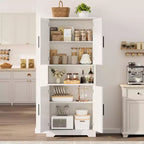70'' Hoher Küchenschrank, moderne Küchenanrichte mit Mikrowellenständer & verstellbaren Regalen, ideal für Esszimmer, Badezimmer