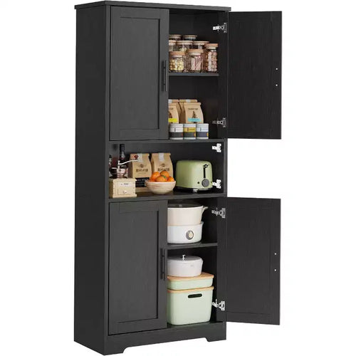 70'' Hoher Küchenschrank, moderne Küchenanrichte mit Mikrowellenständer & verstellbaren Regalen, ideal für Esszimmer, Badezimmer