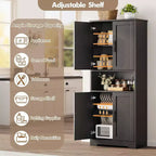 70'' Hoher Küchenschrank, moderne Küchenanrichte mit Mikrowellenständer & verstellbaren Regalen, ideal für Esszimmer, Badezimmer