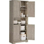 70'' Hoher Küchenschrank, moderne Küchenanrichte mit Mikrowellenständer & verstellbaren Regalen, ideal für Esszimmer, Badezimmer