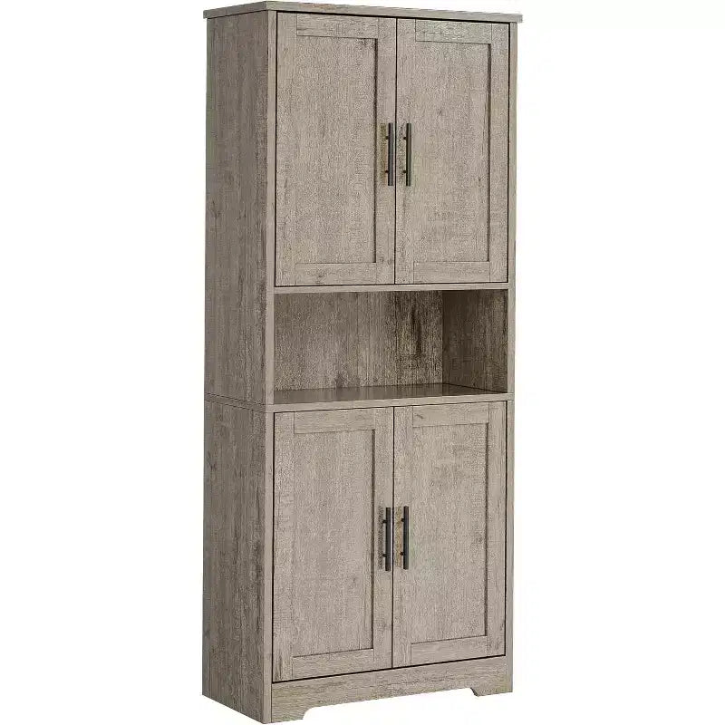 70'' Hoher Küchenschrank, moderne Küchenanrichte mit Mikrowellenständer & verstellbaren Regalen, ideal für Esszimmer, Badezimmer