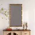GDFStudio Bin Transitional Rectangular Wall Mirror with Bamboo Textured Design