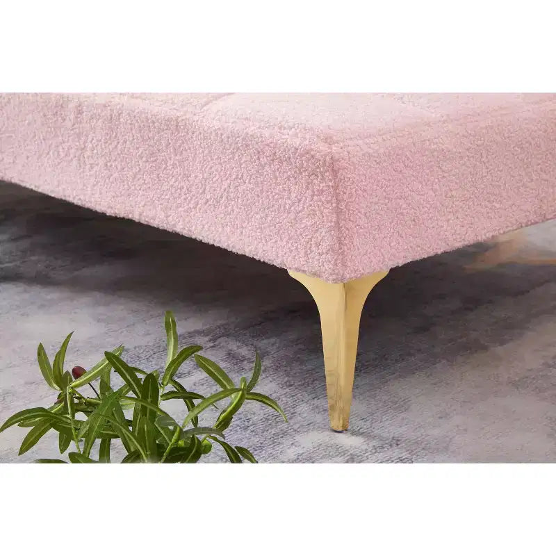 MAYEERTY Bequemes Teddy-Stoff Futon Einzelsitzer Sofa Gold Metallbeine, Schaumstoff & Feder für Wohnzimmer Rosa