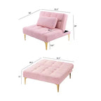 MAYEERTY Bequemes Teddy-Stoff Futon Einzelsitzer Sofa Gold Metallbeine, Schaumstoff & Feder für Wohnzimmer Rosa