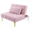 MAYEERTY Bequemes Teddy-Stoff Futon Einzelsitzer Sofa Gold Metallbeine, Schaumstoff & Feder für Wohnzimmer Rosa