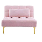 MAYEERTY Bequemes Teddy-Stoff Futon Einzelsitzer Sofa Gold Metallbeine, Schaumstoff & Feder für Wohnzimmer Rosa