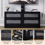 Rattan-TV-Schrank mit 4 Schubladen, Bauernhausstil für 70-Zoll-Fernseher, für Wohnzimmer, einfache Montage