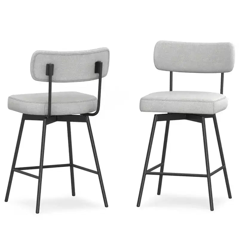 Meredith Contemporary Modern Swivel Counter Height Stool (Set of 2) in Polyester Linen