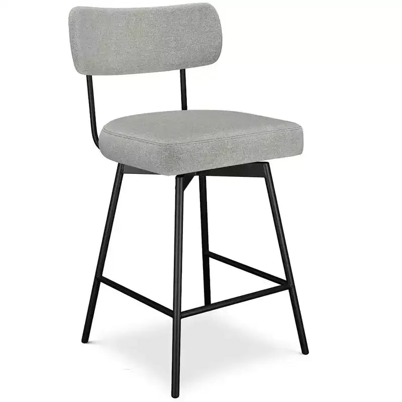 Meredith Moderner drehbarer Thekenhocker (2er-Set) aus Polyester-Leinen