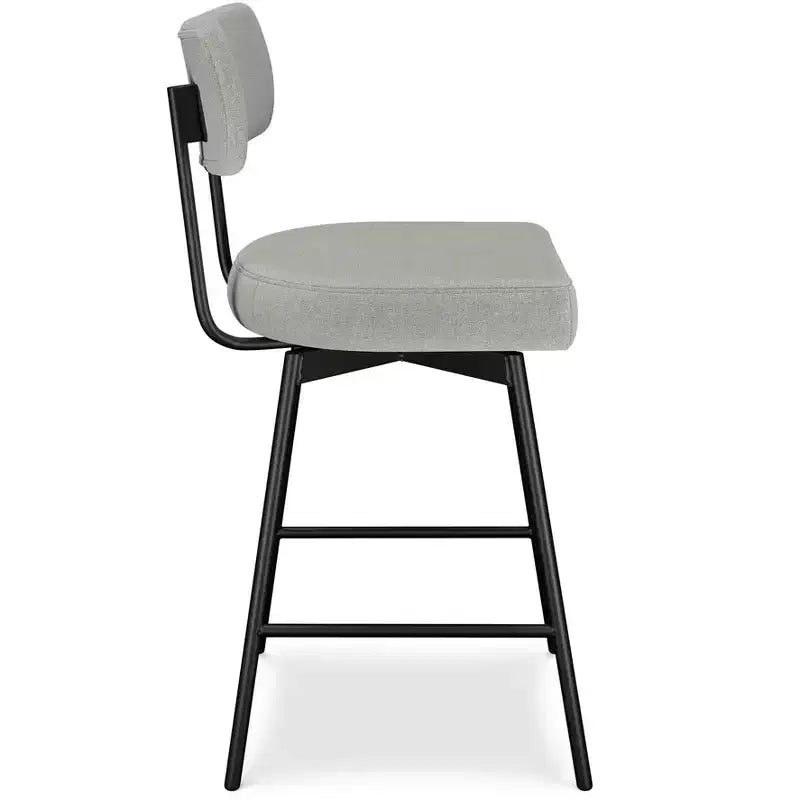 Meredith Moderner drehbarer Thekenhocker (2er-Set) aus Polyester-Leinen