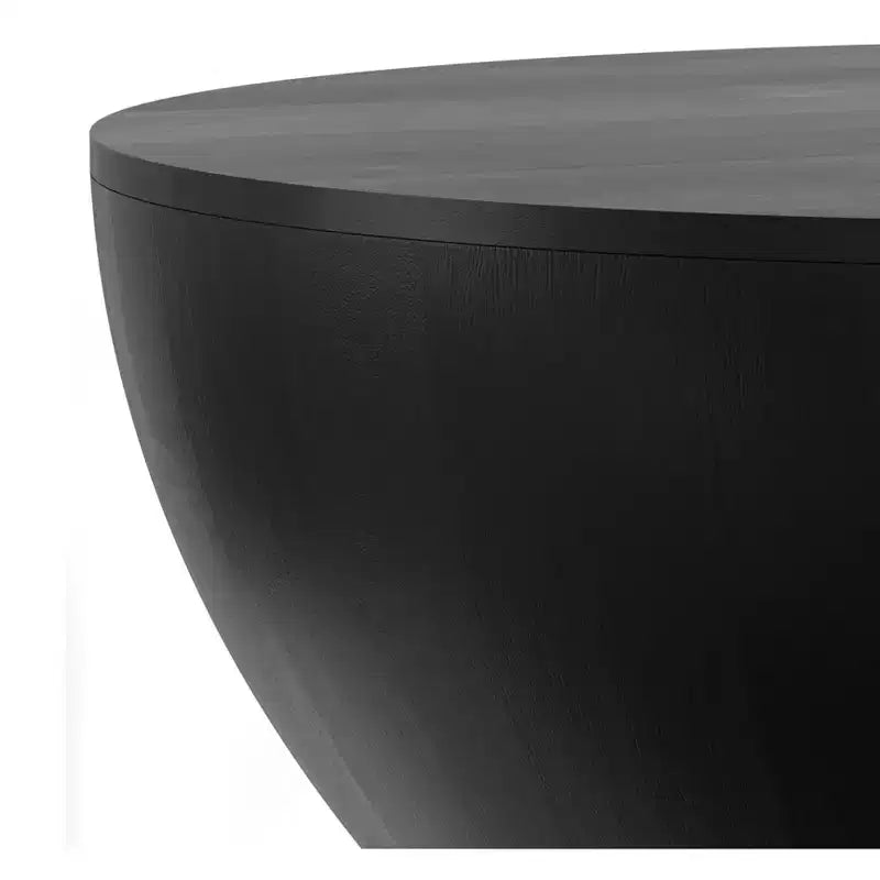 Keystone 34 Zoll breiter, massiver Mango-Couchtisch im modernen Industriedesign, Trommelform, montiert