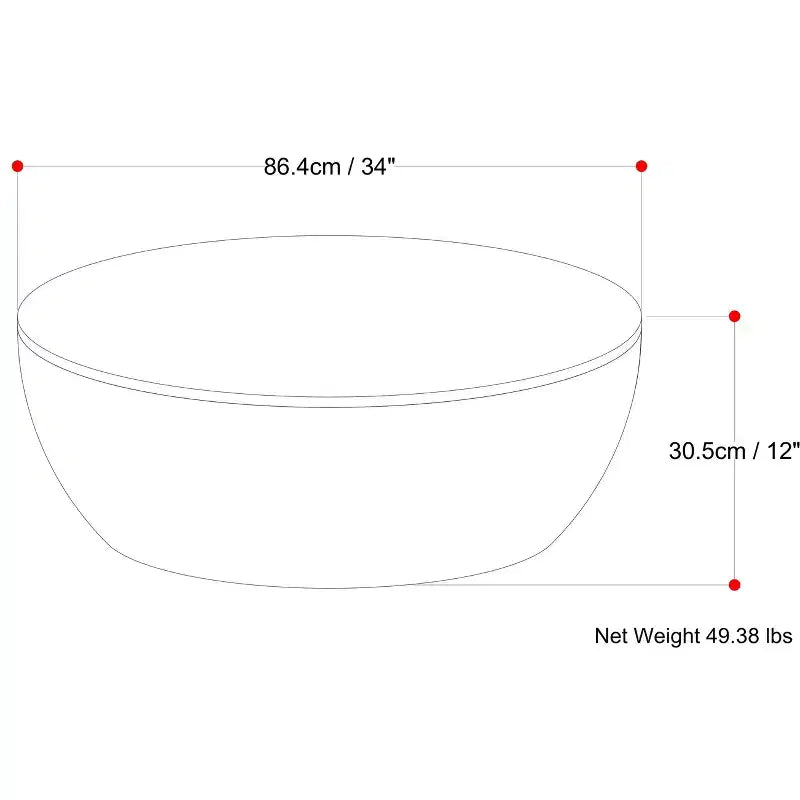 Keystone 34 Zoll breiter, massiver Mango-Couchtisch im modernen Industriedesign, Trommelform, montiert