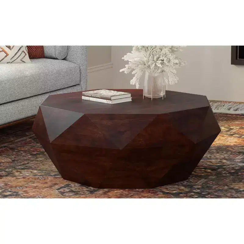 Paros Couchtisch aus Akazien-Massivholz, 89 cm breit, unregelmäßig, modern, fertig montiert
