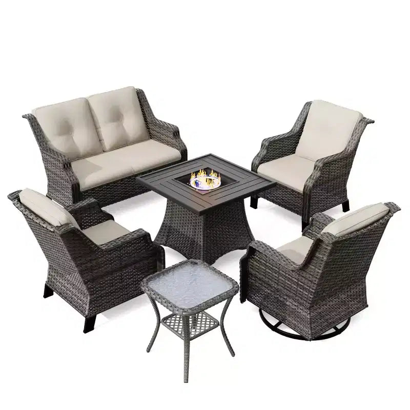 UPTIOT Outdoor-Loungeset mit CSA-zertifizierter Feuerschale und ergonomischen Sitzgelegenheiten