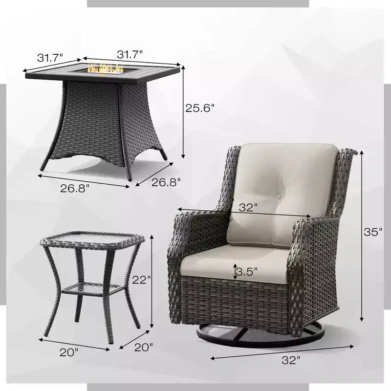 UPTIOT Outdoor-Loungeset mit CSA-zertifizierter Feuerschale und ergonomischen Sitzgelegenheiten