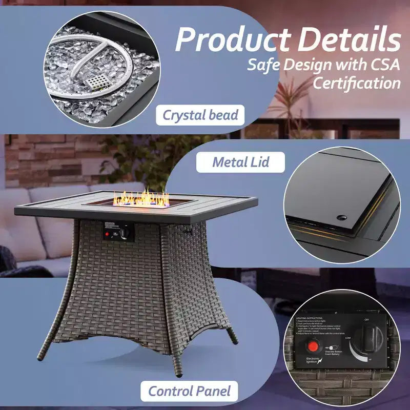 UPTIOT Outdoor-Loungeset mit CSA-zertifizierter Feuerschale und ergonomischen Sitzgelegenheiten