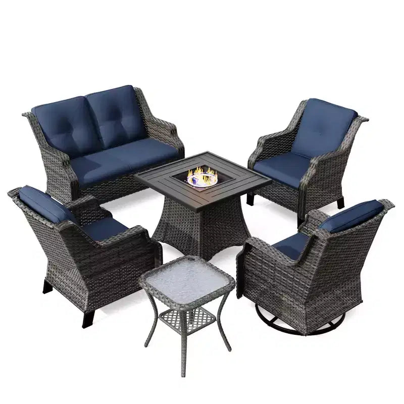 UPTIOT Outdoor-Loungeset mit CSA-zertifizierter Feuerschale und ergonomischen Sitzgelegenheiten