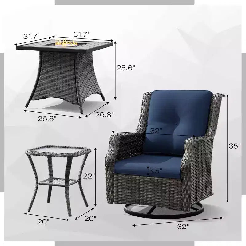 UPTIOT Outdoor-Loungeset mit CSA-zertifizierter Feuerschale und ergonomischen Sitzgelegenheiten