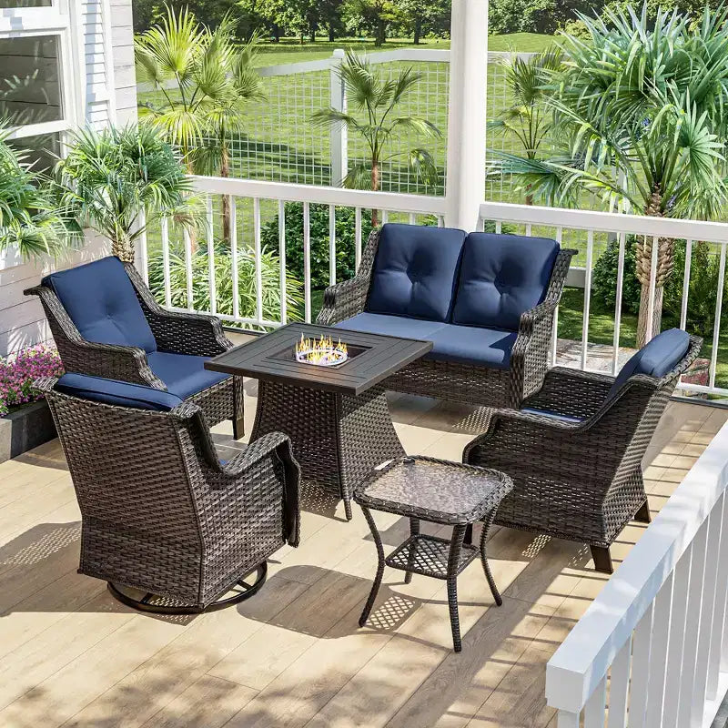 UPTIOT Outdoor-Loungeset mit CSA-zertifizierter Feuerschale und ergonomischen Sitzgelegenheiten