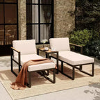 LAUSAINT HOME 5-teiliges Outdoor-Sitzgruppen-Set mit dicken Kissen, 2 Hockern und Beistelltisch