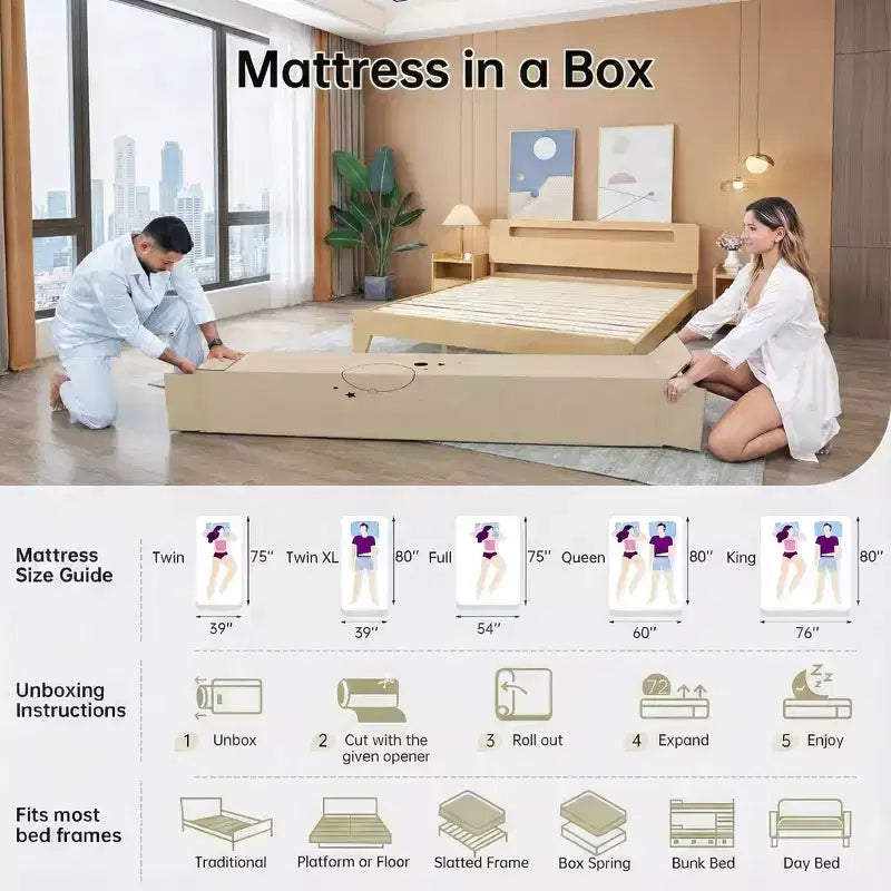 EHMKNP 12 Zoll Queen Size Matratze für Erwachsene, Jugendliche, Einzelpersonen, kühlende Memory Foam Matratze, abnehmbarer, waschbarer Bezug, mittelfest