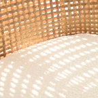 Esstischgarnitur für 6 Personen, gepolsterte Esszimmerstühle mit Rattanlehnen und ovaler Tisch in natürlicher Holzoptik, für Küche oder Esszimmer-Panipeachy