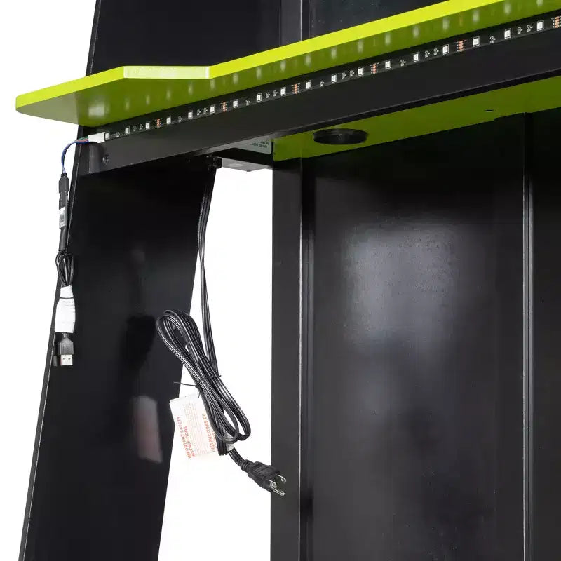 L-förmiges Gaming-Hochbett mit Schreibtischen, Doppel-Hochbetten mit LED-Beleuchtung, USB-Anschlüssen, Stauraumregalen, Eck-Hochbett aus Holz für 2