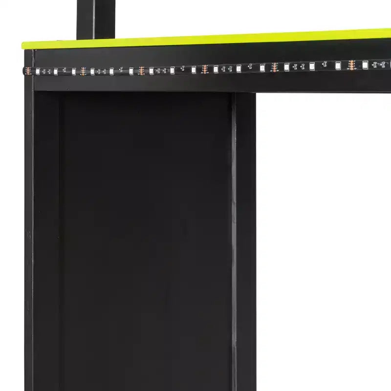 L-förmiges Gaming-Hochbett mit Schreibtischen, Doppel-Hochbetten mit LED-Beleuchtung, USB-Anschlüssen, Stauraumregalen, Eck-Hochbett aus Holz für 2
