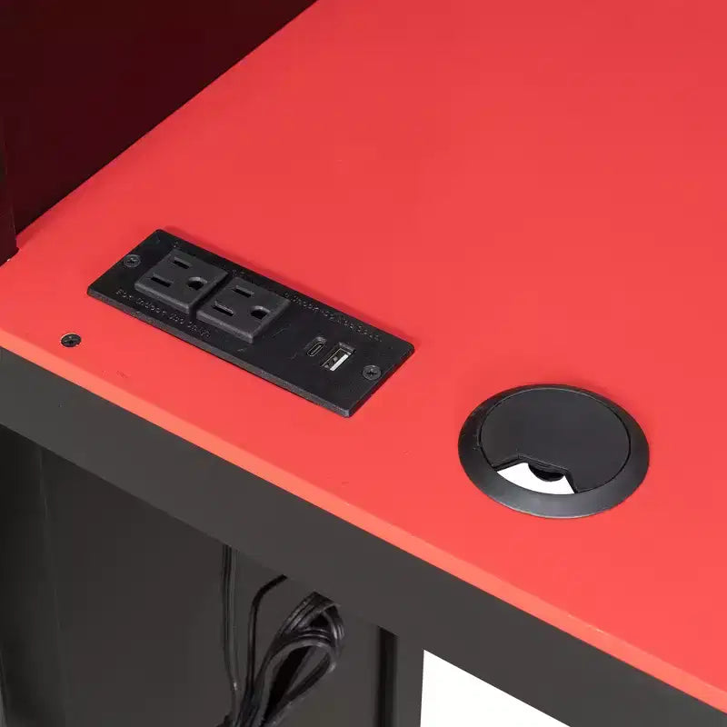 L-förmiges Gaming-Hochbett mit Schreibtischen, Doppel-Hochbetten mit LED-Beleuchtung, USB-Anschlüssen, Stauraumregalen, Eck-Hochbett aus Holz für 2