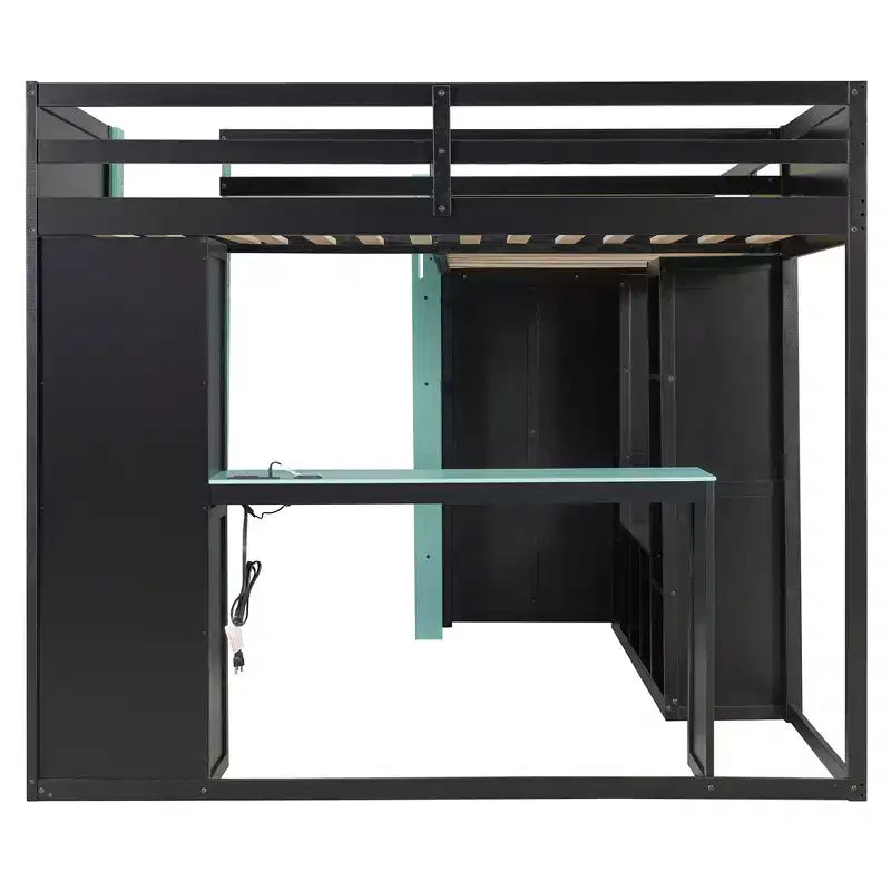 L-förmiges Gaming-Hochbett mit Schreibtischen, Doppel-Hochbetten mit LED-Beleuchtung, USB-Anschlüssen, Stauraumregalen, Eck-Hochbett aus Holz für 2