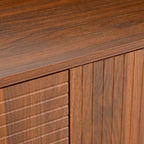 JVNOXK 59 Zoll Mid-Century Modern Multifunktionales Sideboard Geometrisch Geschnitzter Aufbewahrungsschrank mit Metallbeinen Ideal für Esszimmer Holz