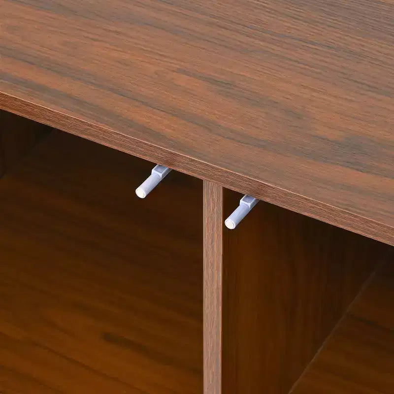 JVNOXK 59 Zoll Mid-Century Modern Multifunktionales Sideboard Geometrisch Geschnitzter Aufbewahrungsschrank mit Metallbeinen Ideal für Esszimmer Holz